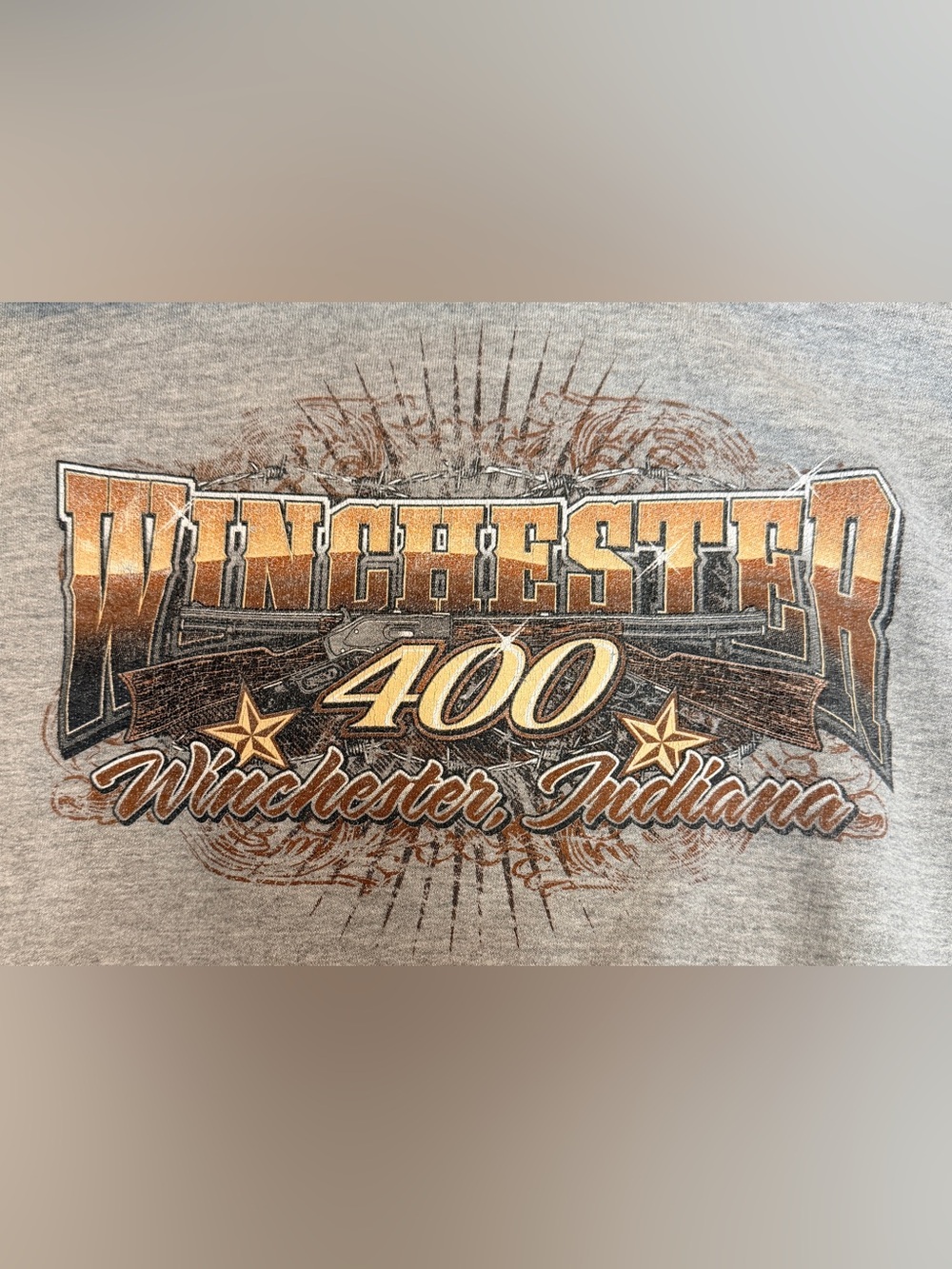 Winchester Speedway Mens XLarge Official Hoodie Sweatshirt Gray Brown Graphic In